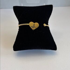 Gold Heartbeat Bangle Bracelet NWT